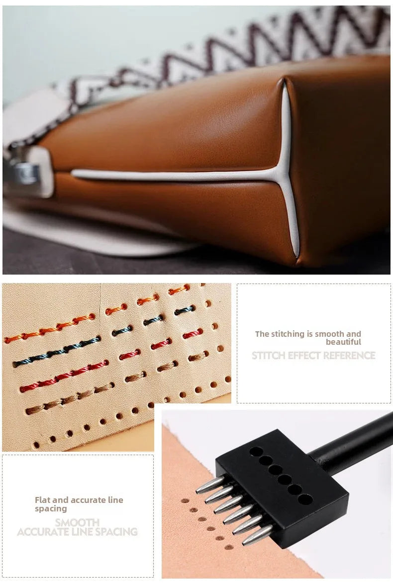 3PCS Leather Punching Die Set Manual Hole Punch Tool Multi Round Punch for Leather Crafting DIY Leather Working Handmade Tools