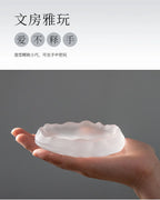 Frosted Glass Ink Dish Ink Stone Brush Rest Multi-purpose Ink Plate for Calligraphy Painting Art Decor Gift
