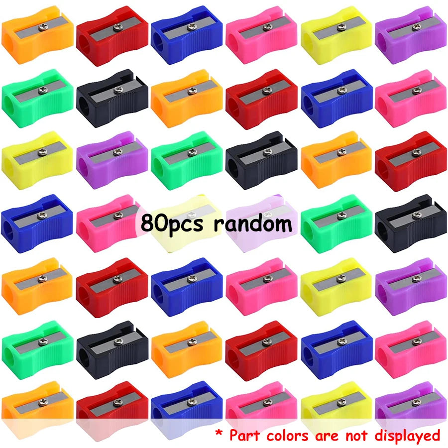 40-120pcs 2.5cm Mini Color Pencil Sharpener Curved Anti-slip Design Plastic Square Pencil Sharpener School Reward Stationery
