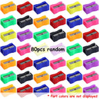 40-120pcs 2.5cm Mini Color Pencil Sharpener Curved Anti-slip Design Plastic Square Pencil Sharpener School Reward Stationery