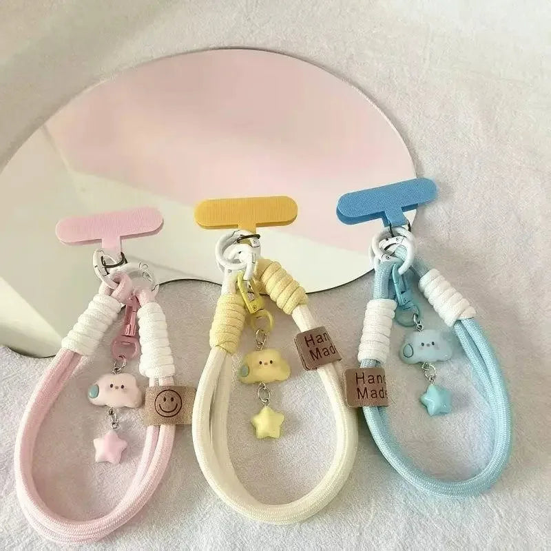 Cute Clouds Star Colourful Mobile Phone Strap Short Wrist Strap Charm Keychain Camera Chain Lanyard Universal Phone Case Lanyard