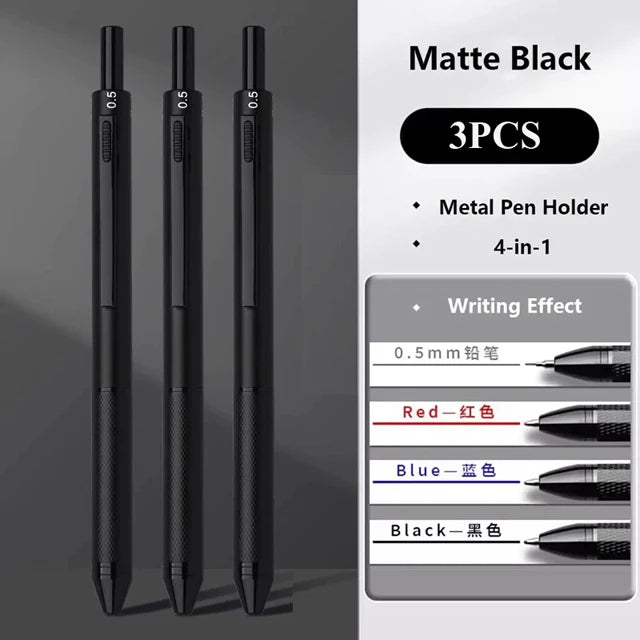 Multifunctional 4-color-in-one gravity-sensing pen metal ballpoint pen/Mechanical Pencil,Black/Red/Blue Ink Oil Signing canetas