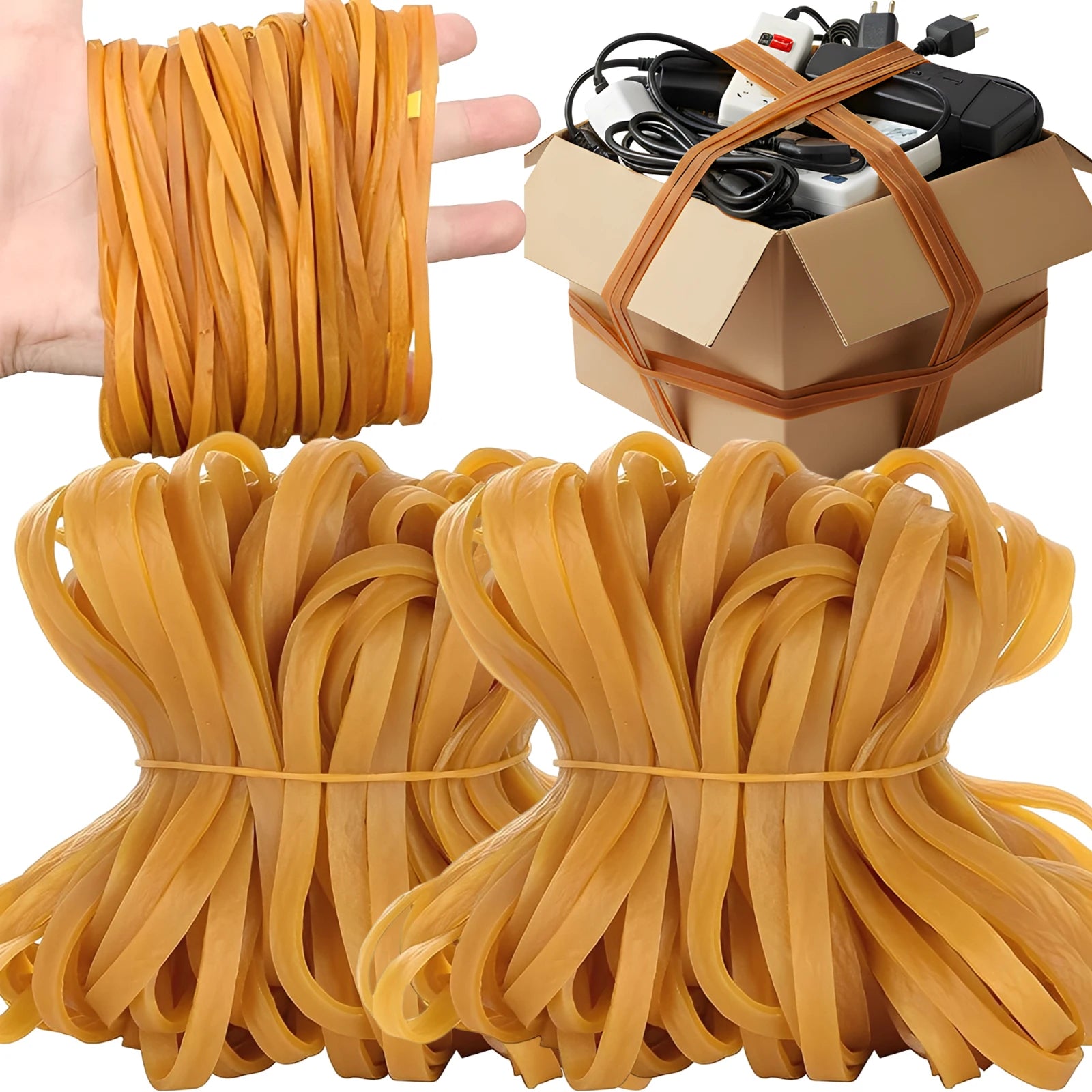 60/20PCS Widened Elastic Band Multipurpose Yellow Rubber Bands 6cm Big Size Stretchable Sturdy Rubber Elastic Band Office Supply