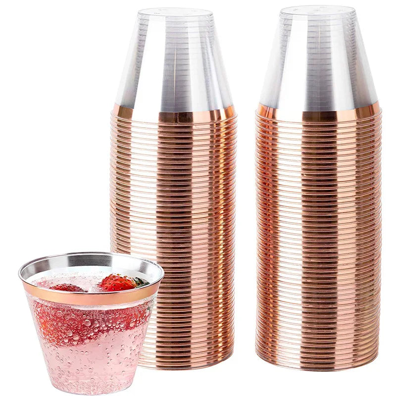 25PCS Disposable Champagne Clear Plastic Cup Outdoor Picnic Cup Drinking Cup for Parties Birthdays Weddings Cocktail Party