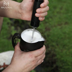 MUVNA 3-Speed Electric Milk Frother,Stainless Steel Handheld Coffee Mixer|Milk Beater&Foamer for Cappuccino/Latte Barista Tool
