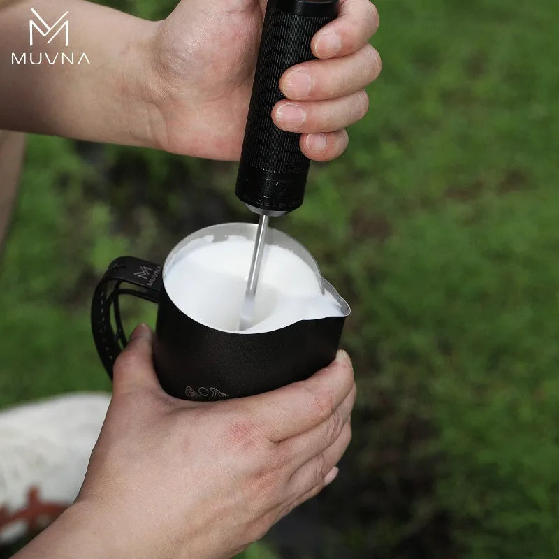 MUVNA 3-Speed Electric Milk Frother,Stainless Steel Handheld Coffee Mixer|Milk Beater&Foamer for Cappuccino/Latte Barista Tool