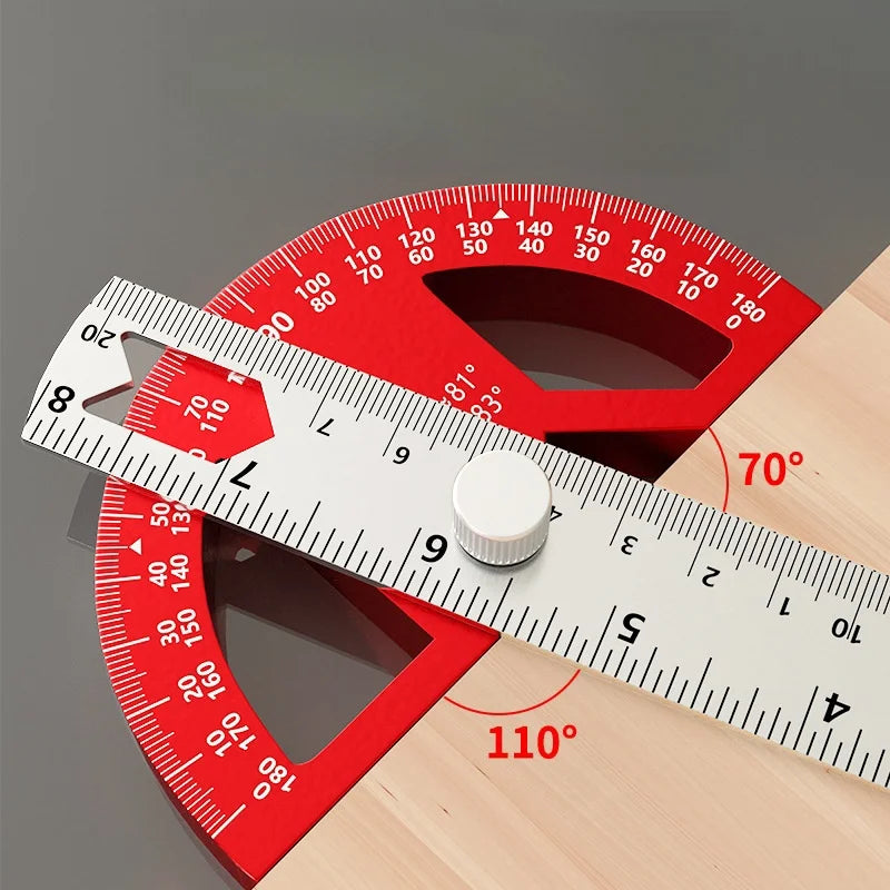 8/12Inch 180° Protractor Aluminum Alloy / Plastic Angle Finder Angle Ruler Woodworking Tools Measuring Ruler Meter Goniometer