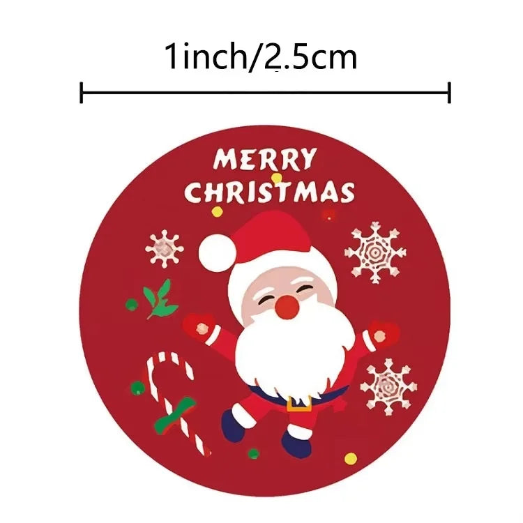 100-500PCS Merry Christmas Stickers Small Stickers for Rolling Sticker Pack Roll Packing Labels