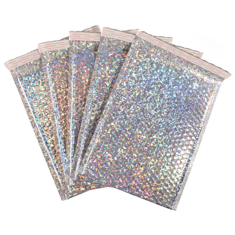50PCS Aluminized Film Bubble Mailer Gold Mailing Envelope Waterproof Courier Bag Padded Bubble Envelopes Pack Bag for Shipping