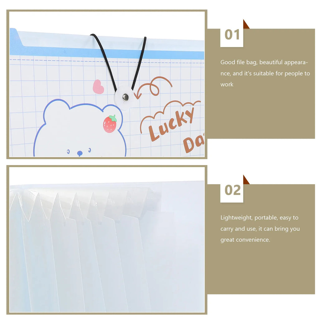 2Pcs Plastic File Folder with Multiple Pockets Expanding Accordion Design File Bag for Documents Checks Currency Letters