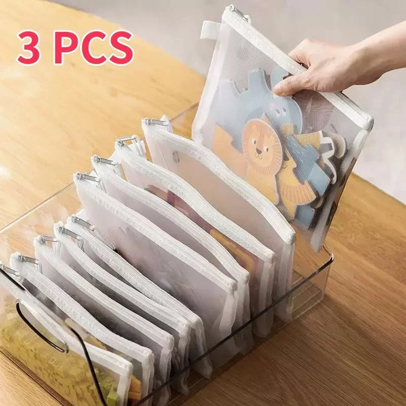 1/3/6PCS Storage Bag Mesh ZipperToy Building Block Puzzle Sub-package Children Particle Zipper Transparent Finishing Storage