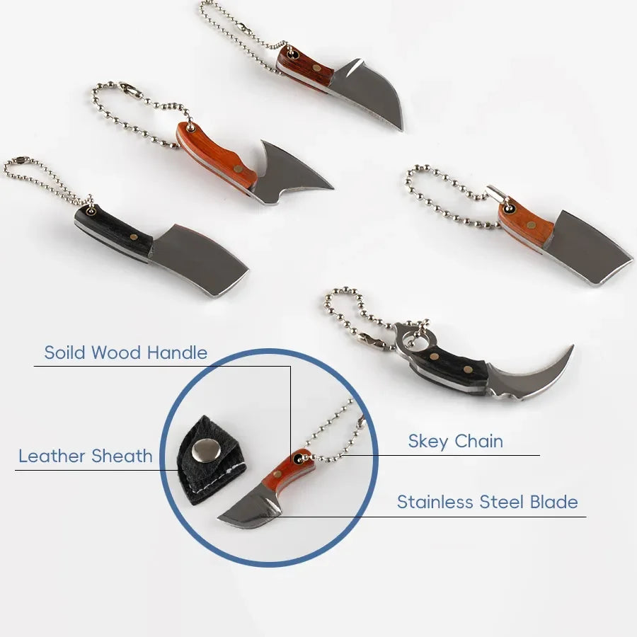 XUQIAN 6pcs Mini Knife Set Pocket Knife Set Tiny Knife Chef Keychain With Sheath For Package Opener Box Cutter Letter Opener