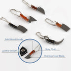 XUQIAN 6pcs Mini Knife Set Pocket Knife Set Tiny Knife Chef Keychain With Sheath For Package Opener Box Cutter Letter Opener