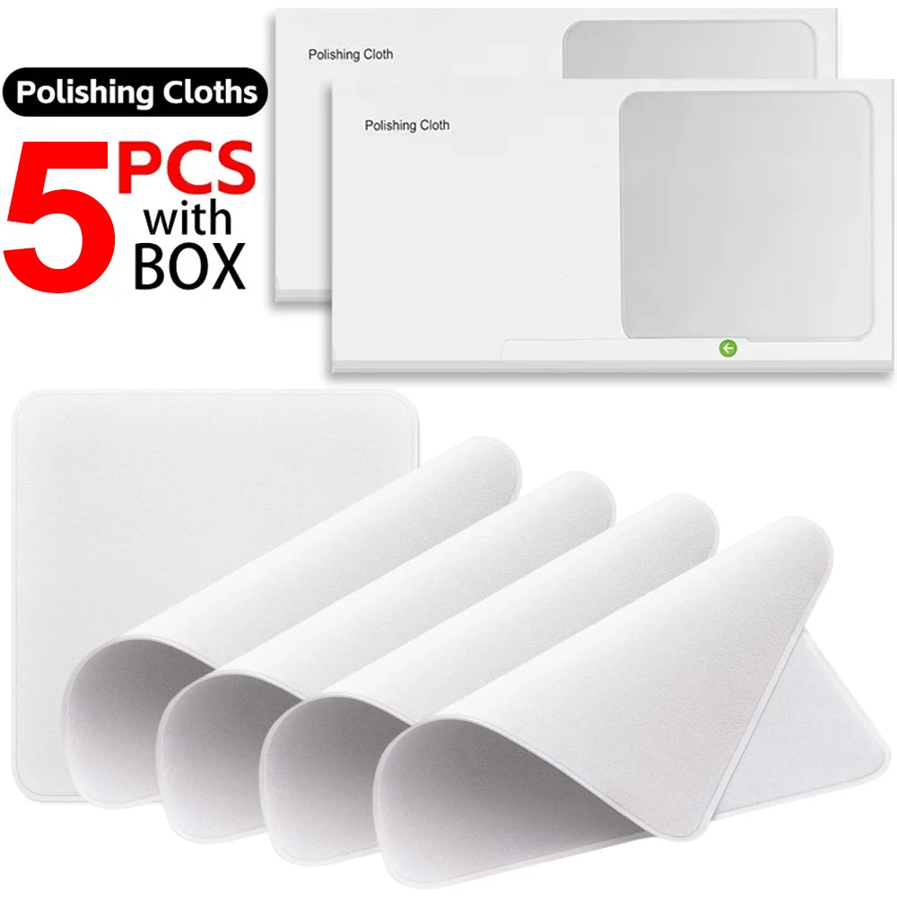 1-5pcs Universal Polishing Cloths with Box for Apple Phone IPad Screen Camera Lens Wipe Cloth Eyeglass Cleaning Microfiber Cloth