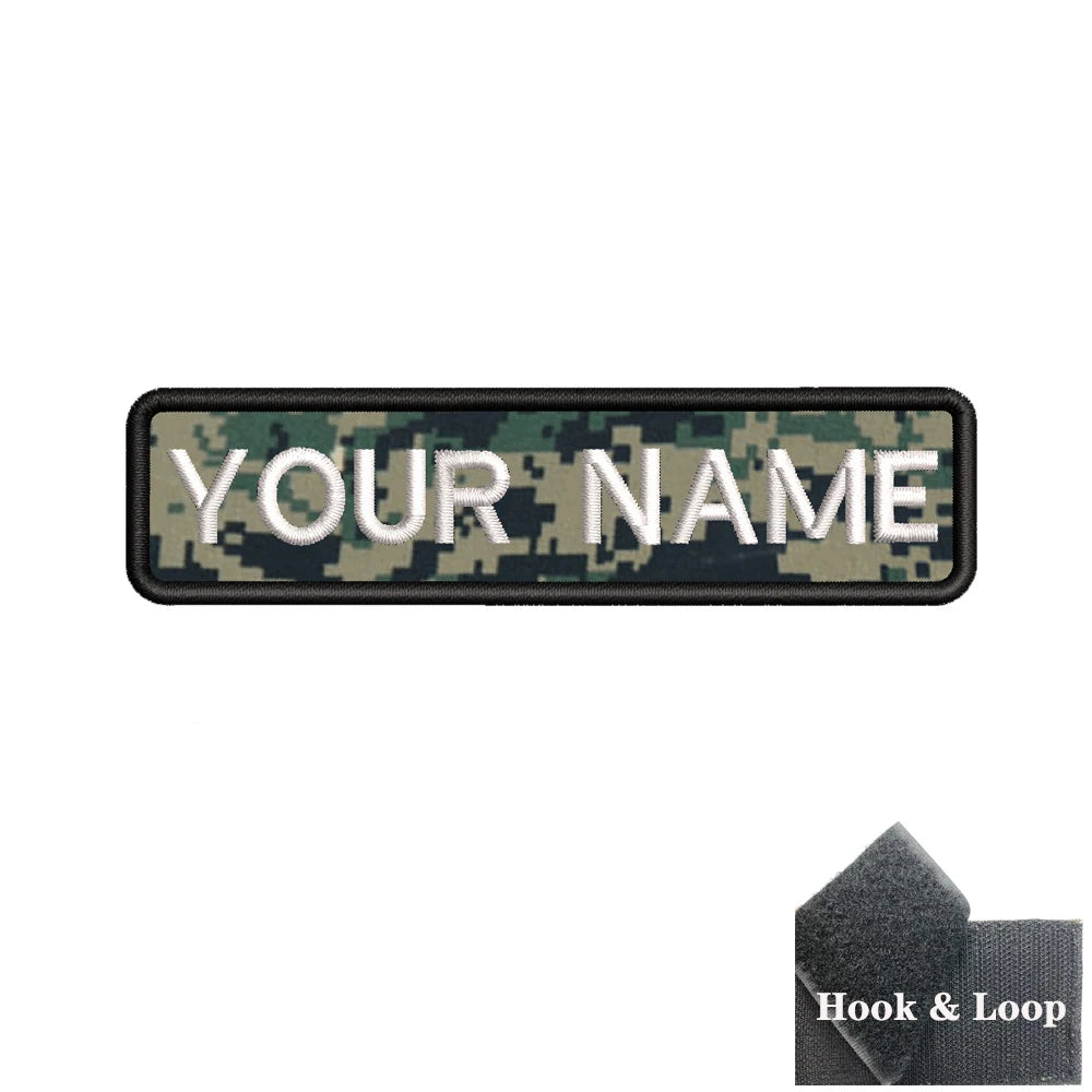 1PC 10cmX2.5cm Custom Personalized Name number Patch Stripes Badge tags chevrons Armband Iron On Or Hook Loop embroidered