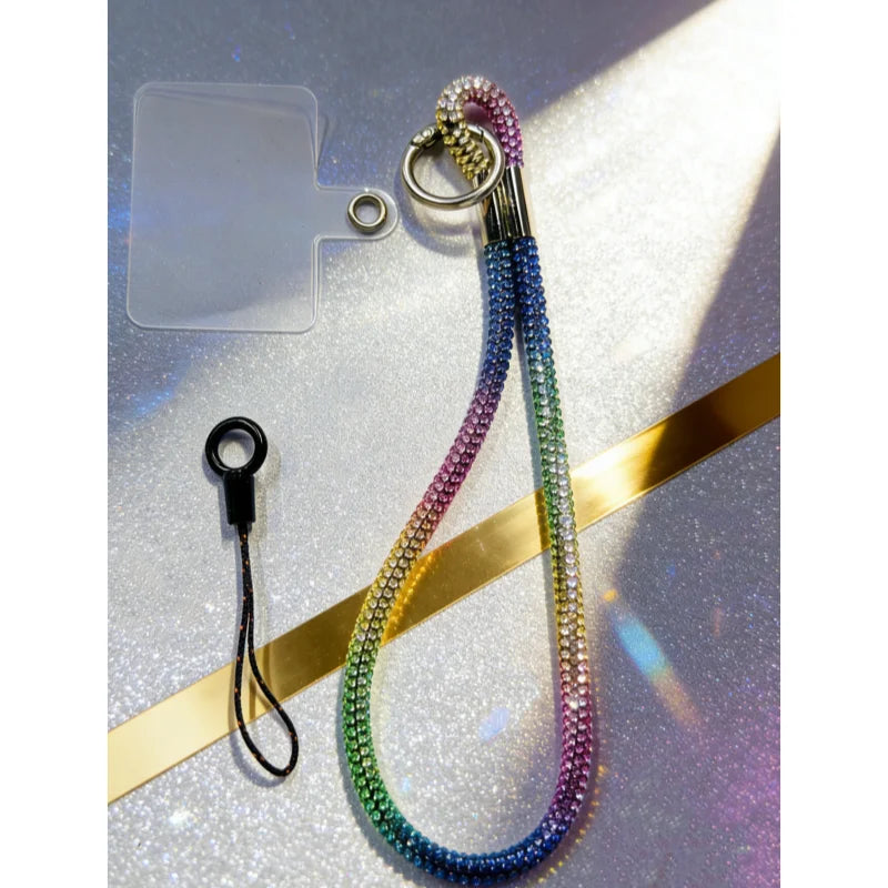 INS Glitter Phone Lanyard Phone Crystal Wrist Straps Keychain Anti-lost Rope Universal Bling Hanging Cord