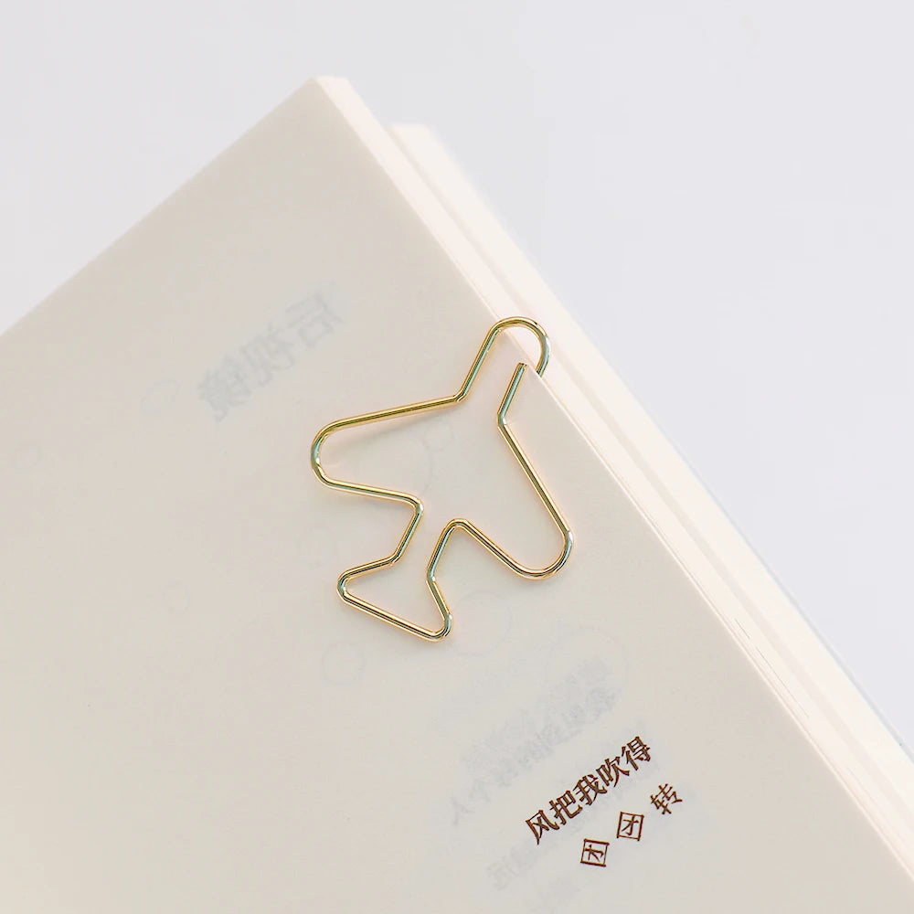 20 Pcs Airplane paper clip Cute Rose Gold aeroplane Clips Bookmarks Photo Memo Ticket Holder Office School Supplies Decoration