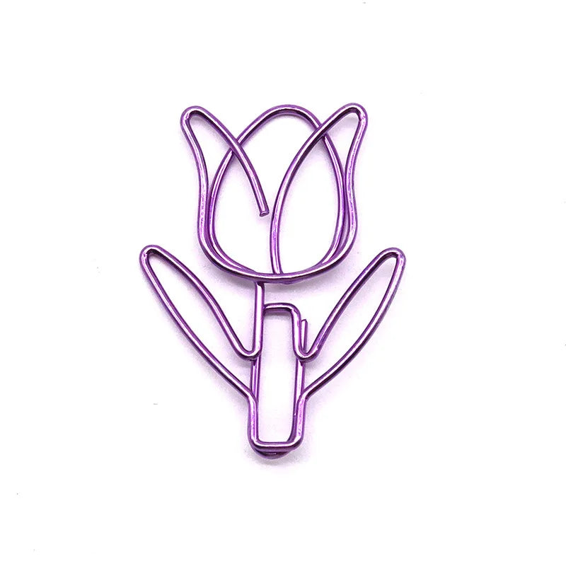 20/50PCS Tulip Paper Clips Kawaii Notebook Planner Bookmarks Korean Stationery Ticket Photo Clip Office Supplies Bookmark Folder