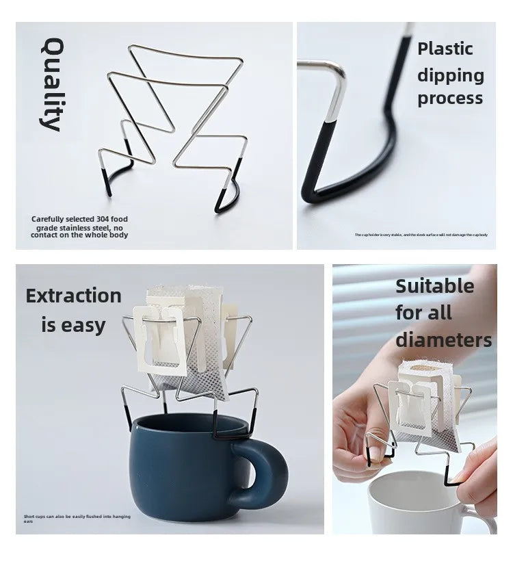 Cafe Drip Bag Coffee Holder,Stainless Steel Coffee Filter Holder,Outdoor Japanese Style Hanging Ear Coffee Holder,Portable Stand