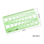 17 Styles Rulers Green Plastic Circles Geometric Template Ruler Stencil Measuring Tool Stationery Students Drawing Curve Ruler