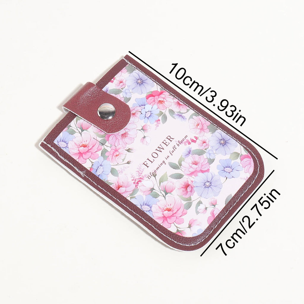 1PC Oil Painting Floral Pattern Card Holder,Pull-Out Multi-Card Slots,Suitable for ID Cards,Bank Cards, Business CardsStorage
