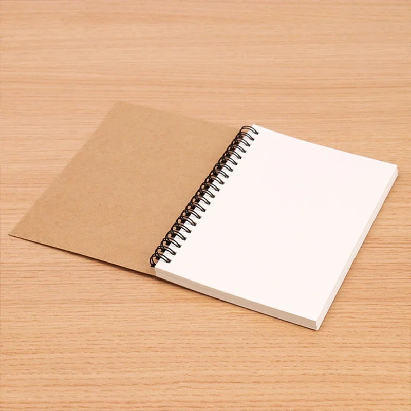 A5/A6 Spiral Sketchbook Blank Notebook 50 Sheets Kraft Paper Hardcover for Students Graffiti/Painting School Stationery Supplies
