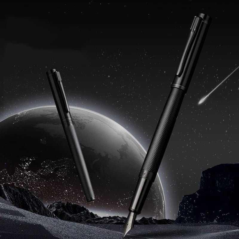 HERO Black Forest Metal Fountain Pen Titanium Black Extra Fine Nib 0.38/0.5mm Students Practice Calligraphy Writing Gift Pen