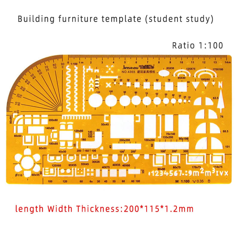 Template Measuring Ruler Circular Oval Ruler Durable K Resin Drawing Design Furniture Architect Template Drafting Ruler