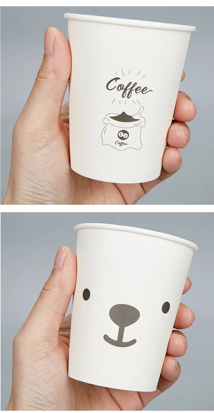 50pcs 250ml Paper Cups Natural Pulp Personalized Disposable Coffee Tea Milk Cup Drinking Accessories Camping Party Supplies종이컵