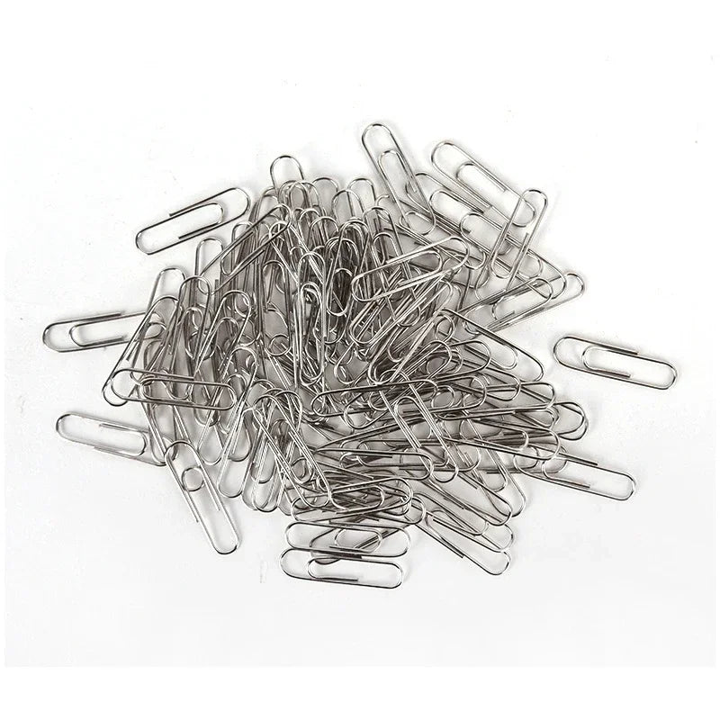 500/300/100PCS Metal Silver Paper Clips for Paperwork Stainless Steel Bookmark Paperclips Organizers Office School Supplies