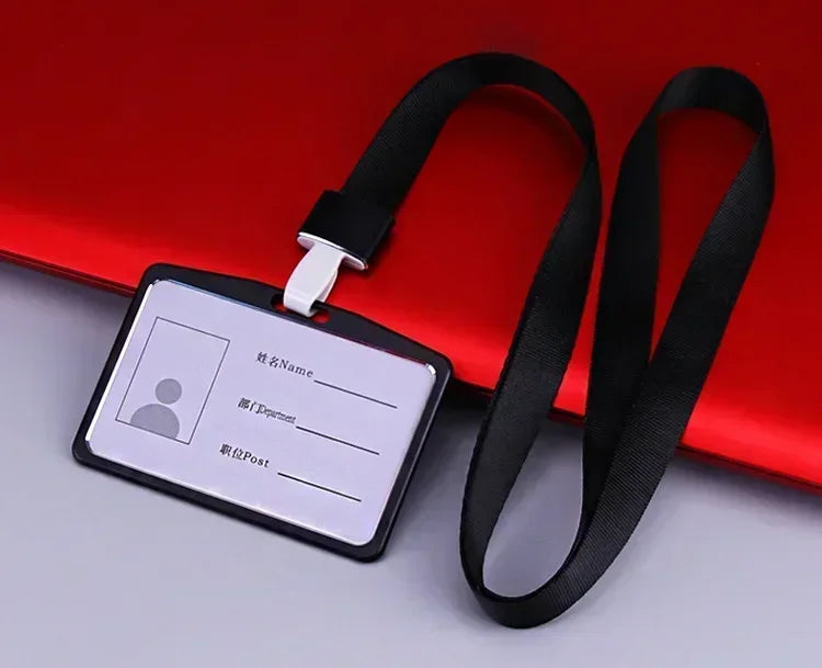 1 Pcs Aluminum Alloy Card Cover Case Bank Business Work Card Holder with ABS Retractable Badge Reel Credit ID Card Badge Bag