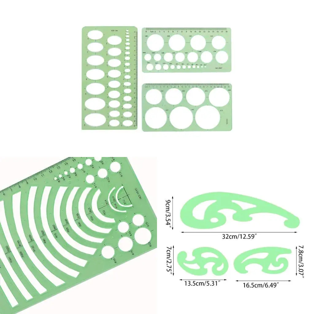 Geometric Drawing Template Rulers Set for Building Formwork Designing Stationery