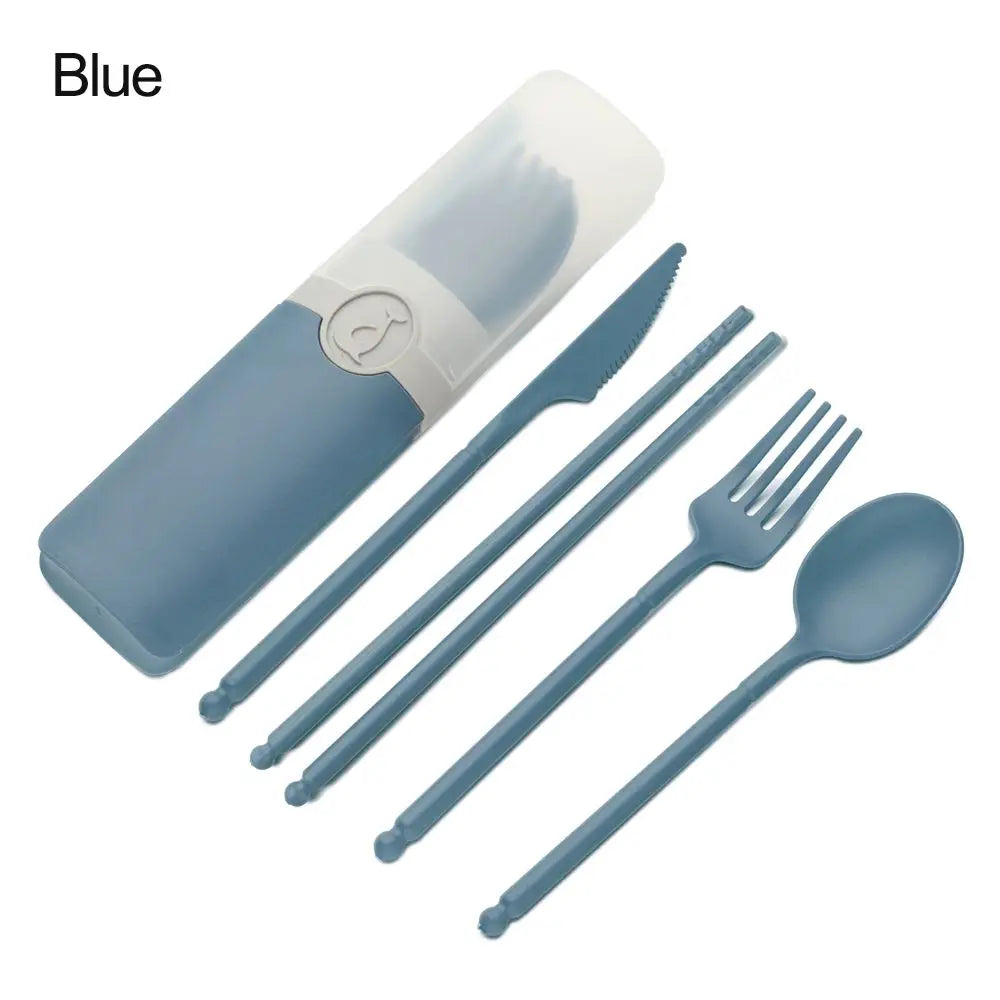 Wheat Straw Portable Reusable Spoon Fork Spoon Portable Cutlery Sets With Case Tableware Set