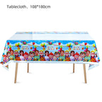 Cartoon Family Theme Birthday Party Decoration Disposable Set Tableware Plate Napkins Tablecloth For Kid Shower Supplies Puzzle