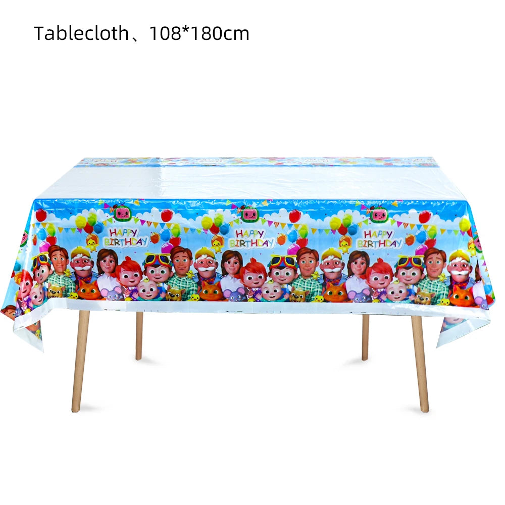 Cartoon Family Theme Birthday Party Decoration Disposable Set Tableware Plate Napkins Tablecloth For Kid Shower Supplies Puzzle