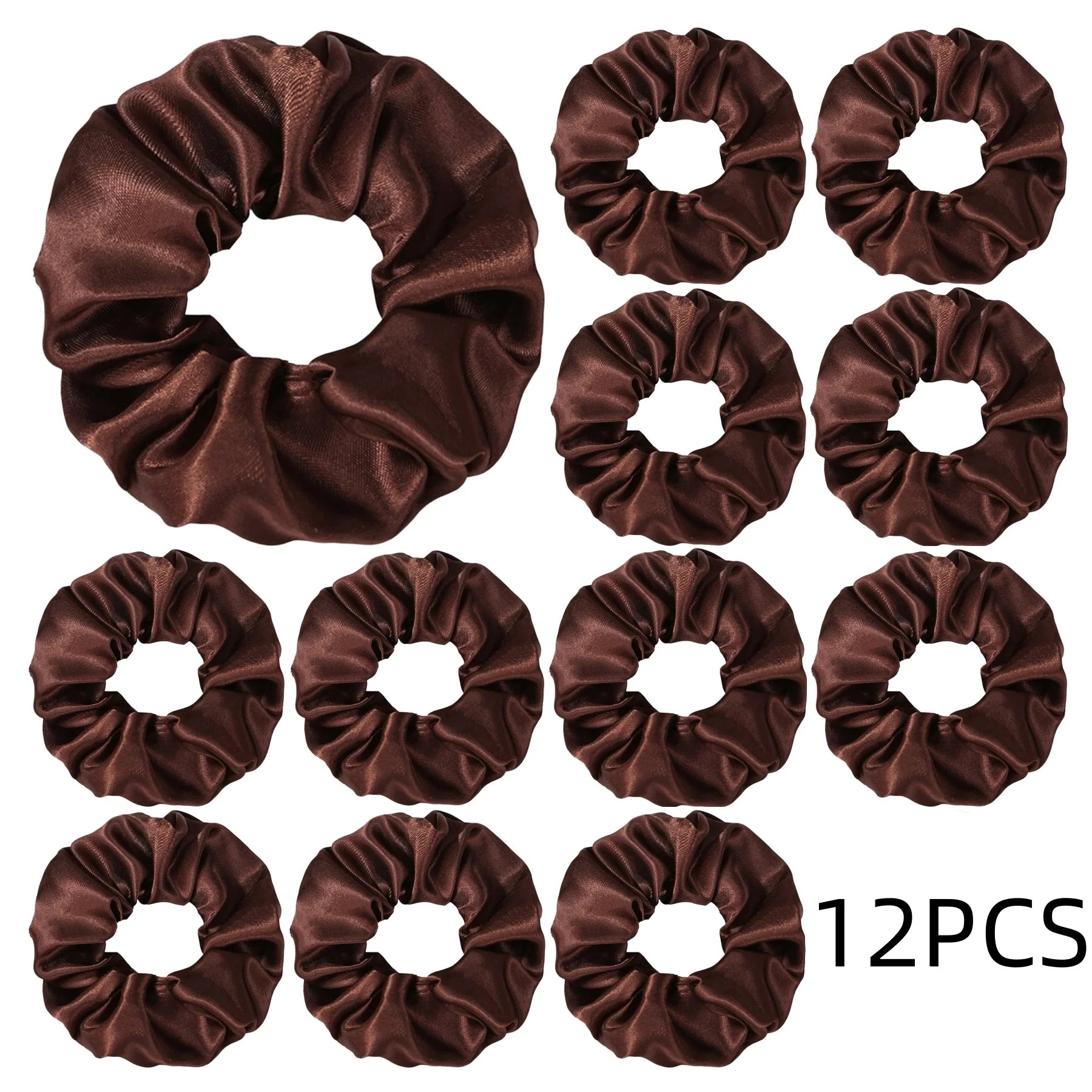 12/8pcs Premium Satin Large Intestine Hair Bands for Women Hundreds of Fabric Rubber Bands Hair Accessories