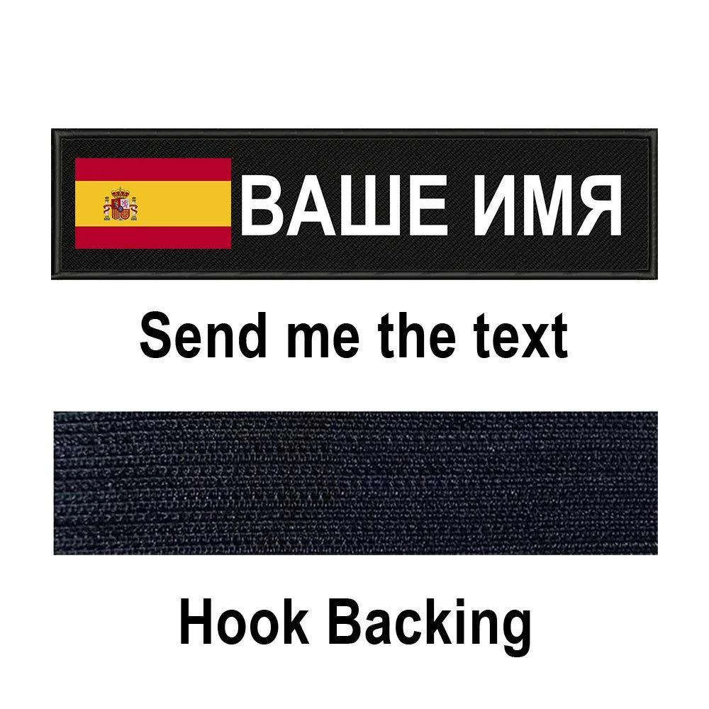 Custom Spain Flag Patch Tactical Patches Personalized Name Stripes Badge Tags Chevrons Armband Hook Loop For Military Backpack