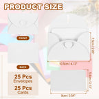 25Sets Mini Envelopes with Heart Clasp 9x5.4cm Blank Note Cards with 10.5x7.5cm Envelopes for Gift Wedding Invitation Graduation
