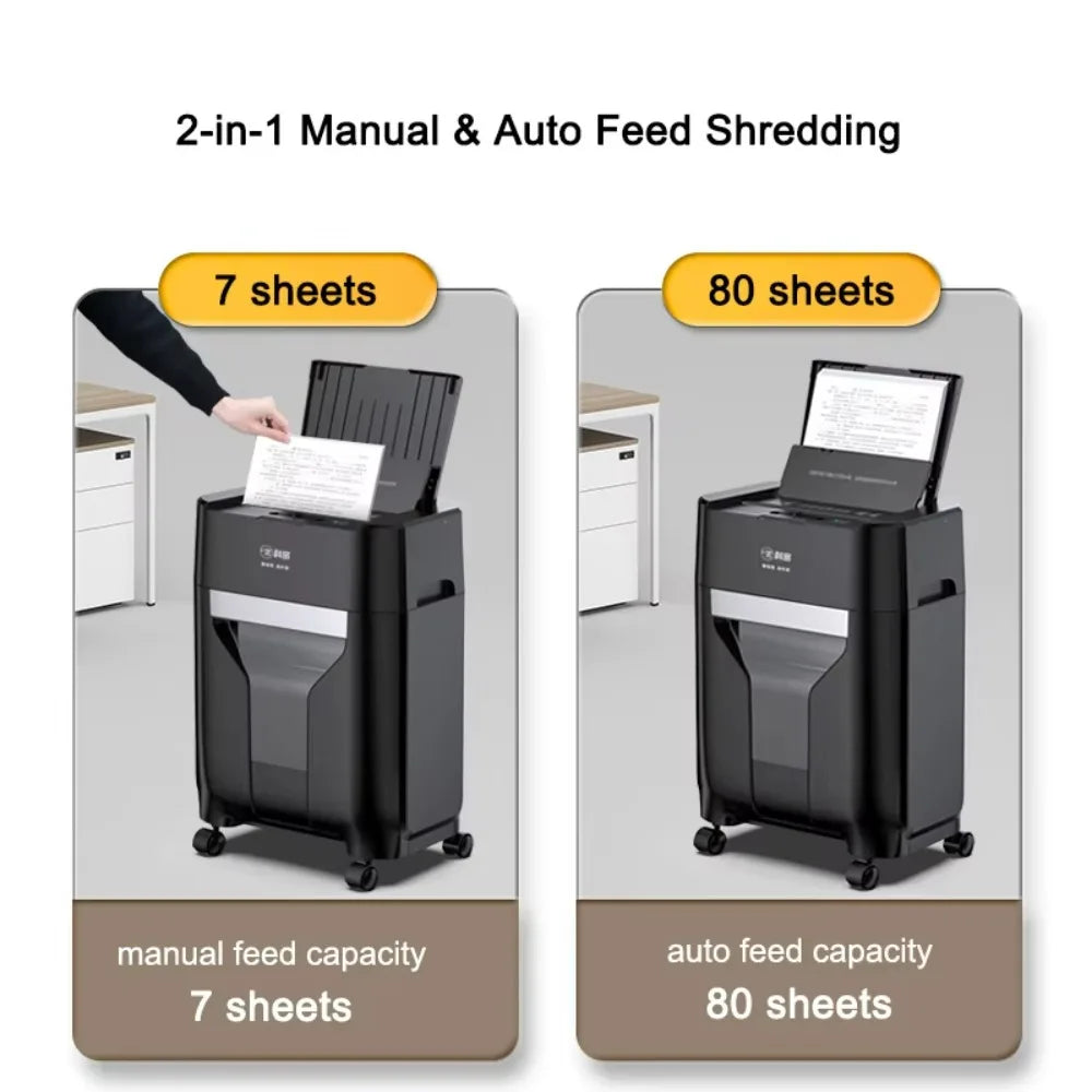 High Speed Fully Automatic Electric Paper Shredder Machine Cross Cut 4*12mm 80 Sheet Auto Feed Office COMET AF-780