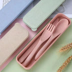 Straw Cutlery Set Modern Portable Fork, Spoon, and Knife Set with Storage Case Ideal for Office, School, and Picnics