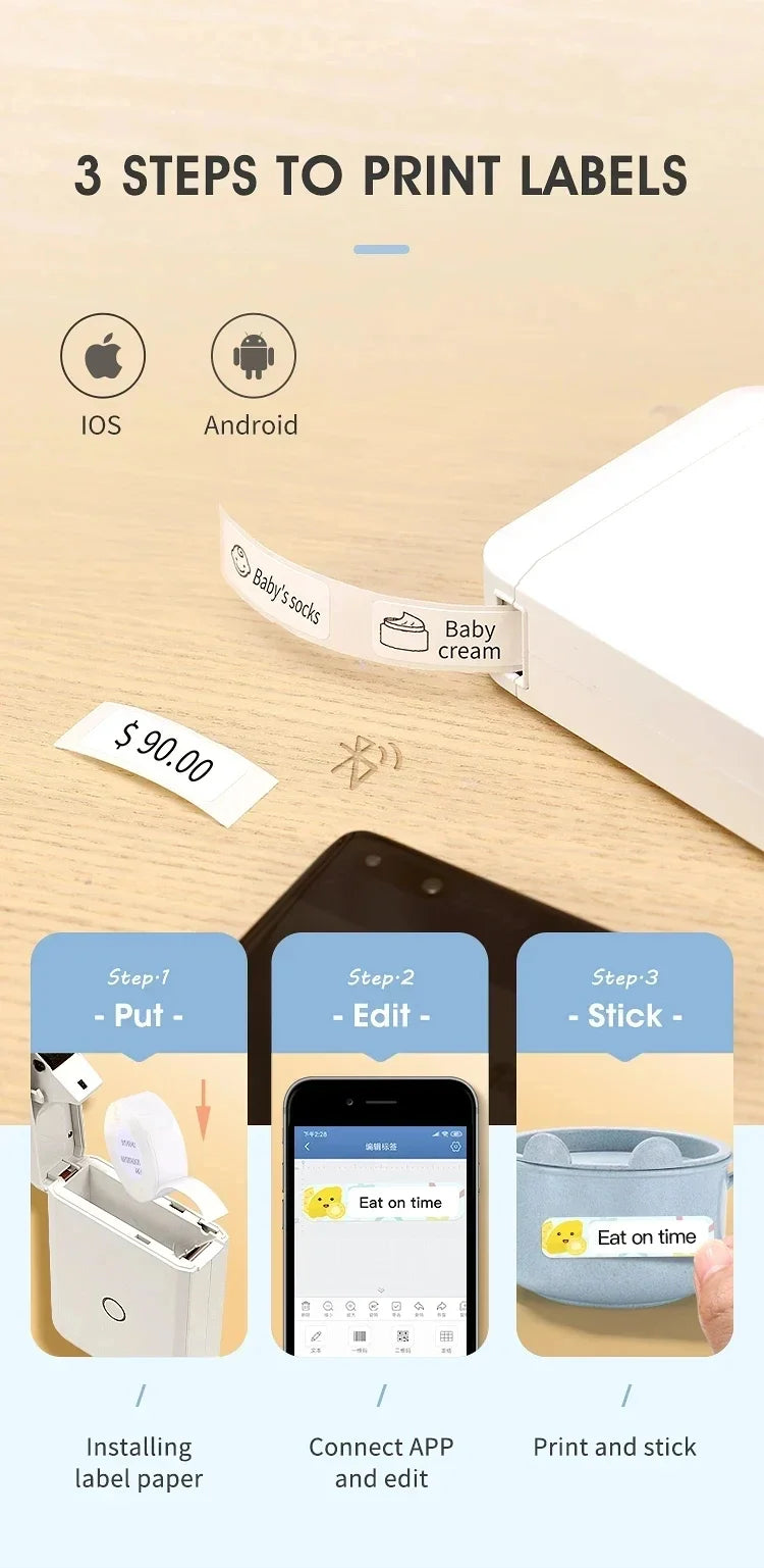 Niimbot D110 Portable Mini Printer Thermal Adhesive Sticker Label Printer Inkless Pocket Label Maker UV Printer For Mobile Label