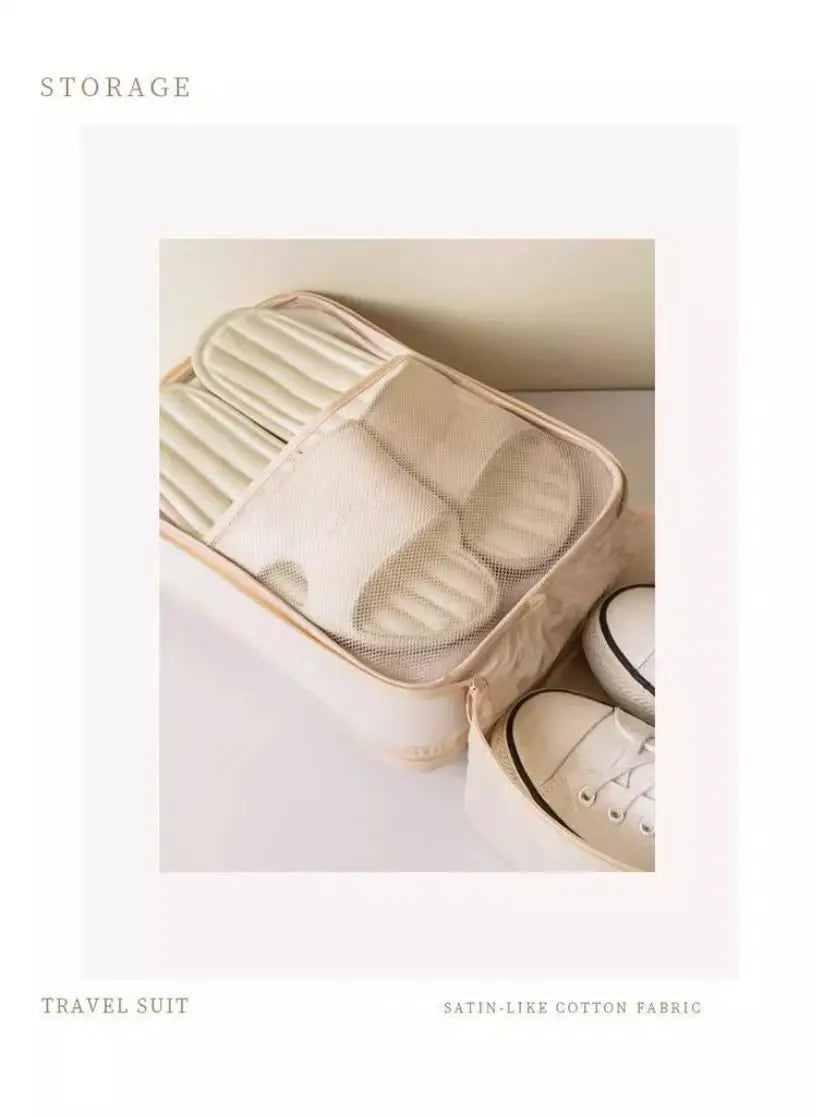 Travel Shoe Bag Storage Bag Washed Diagonal Breathable Mesh Multiple Pairs of Shoes Portable Shoe Box for Business Trips