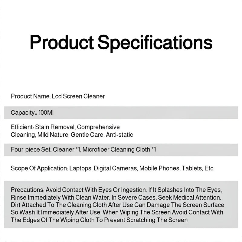 Screen Cleaner Spray Kit with Microfiber Cloth Anti-Fingerprint Polish Coating for Phone Tablet Camera Screen Cleaning Protectio
