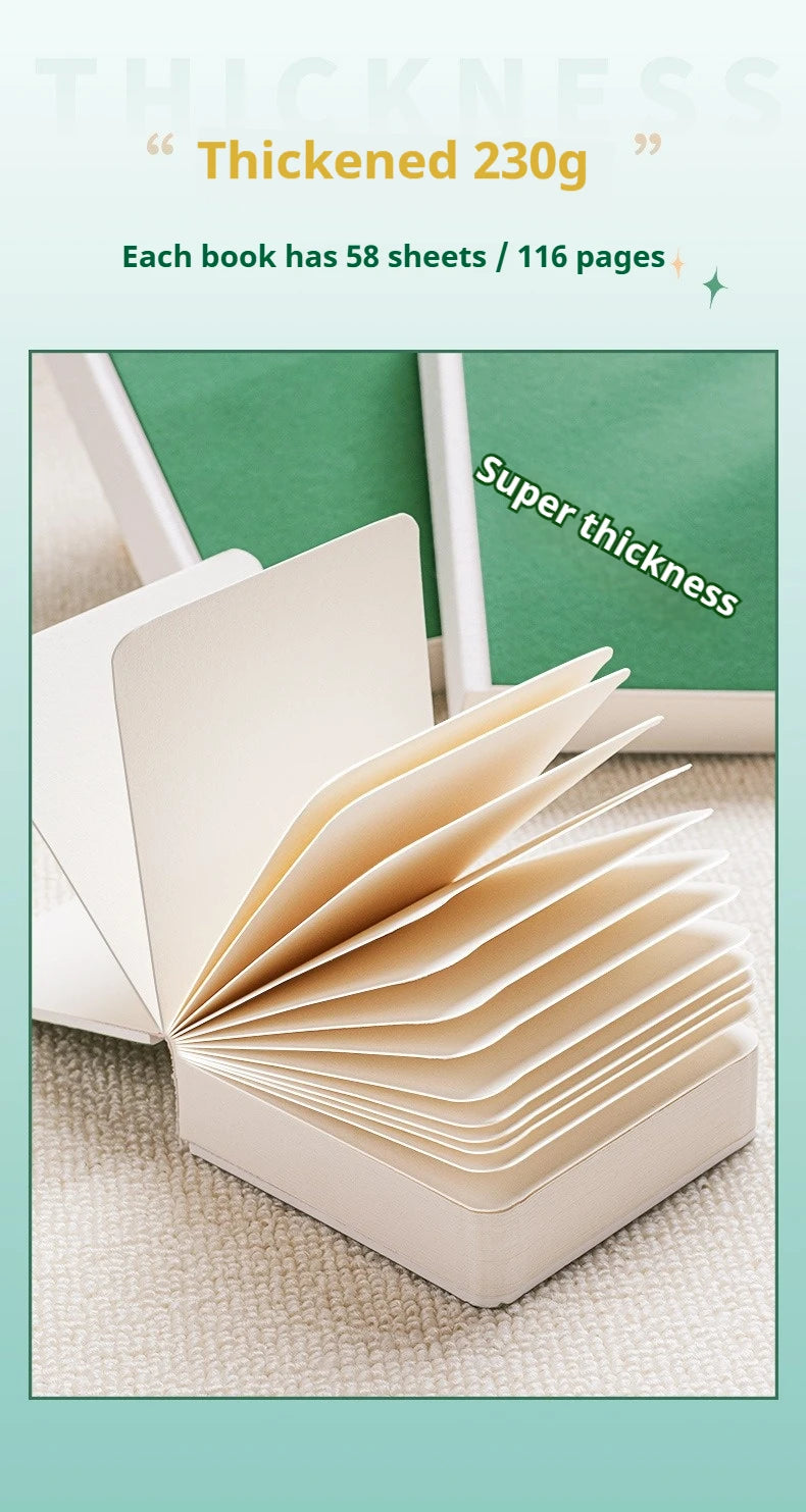 Borrence 58Sheets Drawing Notebook Sketchbook Handheld 230g Portable Watercolor Paper Coloring Book Oil Paint Gouache Notepad