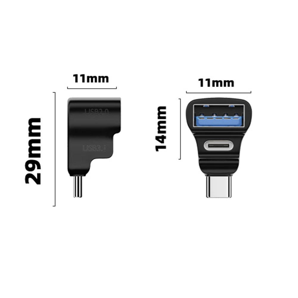180 Degree U-shaped USB Type C Adapter OTG 20Gbps Fast Data Transfer  USBC Charging Converter for Steam Deck/Nintendo Switch