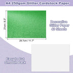 40Sheets A4 Glitter Cardstock Glitter Paper Card Stock Shiny Scrapbook 250gsm Sparkly Paper Large Shimmer for Scrapbook DIY Art