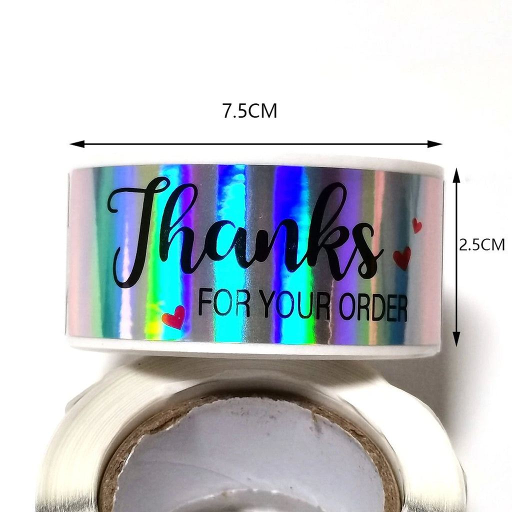 120Pcs 1x3 inch Rainbow Laser Thank You for Your Order Stickers Small Business Stickers Adhesive Labels Handmade Decor