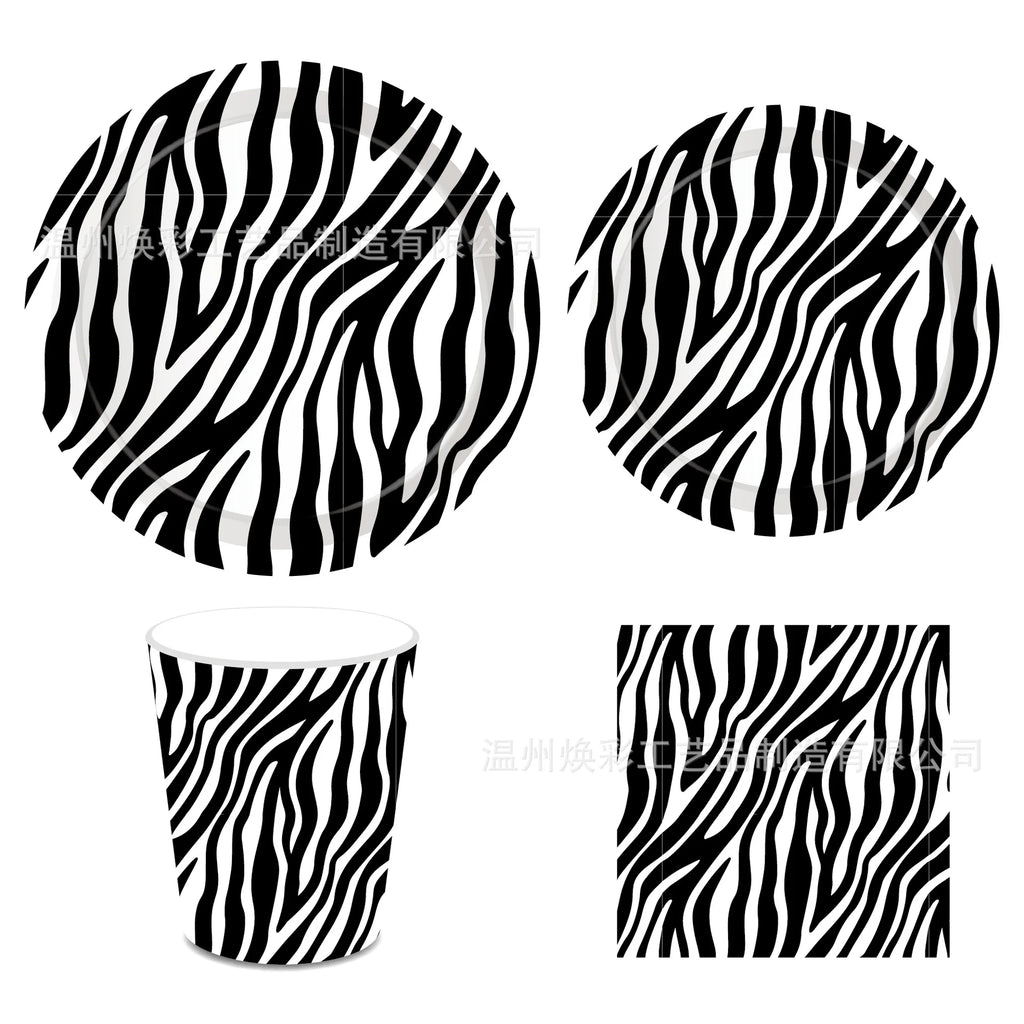 Jungle Safari Wild Animal Party Supplies Disposable Jungle Zoo Animal Print Paper Plates Napkins for Birthday Party Baby Shower
