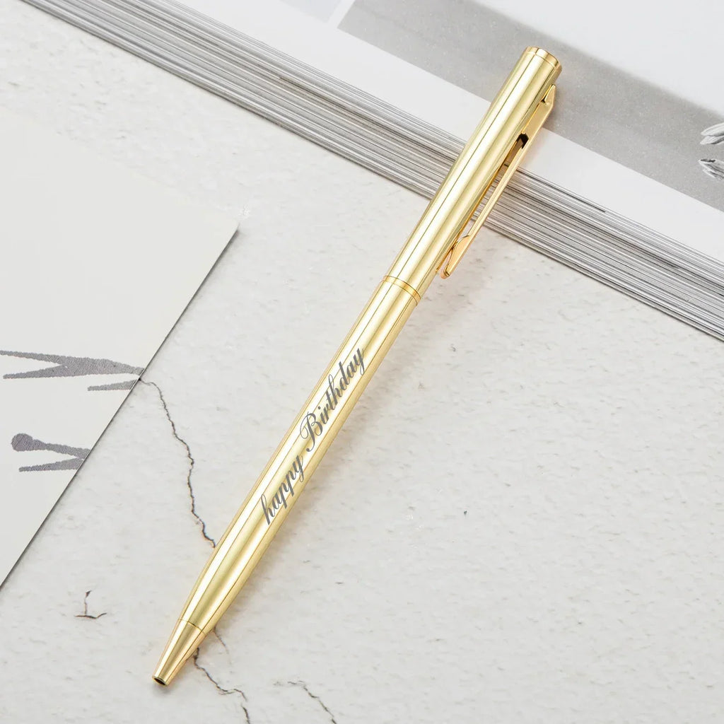 New Metal Ballpoint Pen Rose Gold Pen Custom Logo Advertising Ballpoint Pen  Lettering Engraved Name School&office Supplies