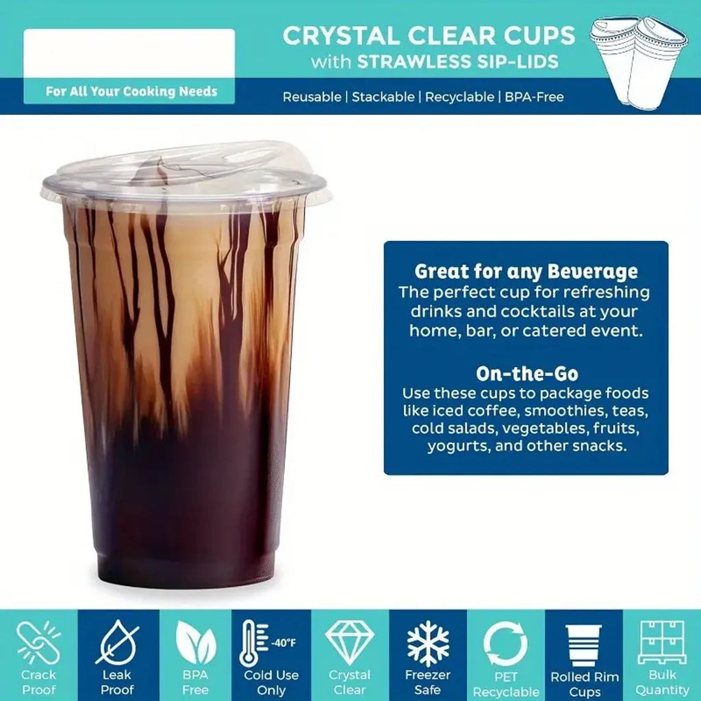 10/20/50pcs Transparent Disposable Coffee Cup Without Straw Suitable for Smoothies and Cold Drinks